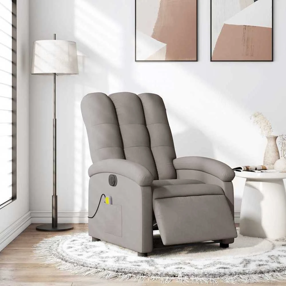 Fotelis Elektrinis atlošiamas masažinis krėslas, taupe, audinys