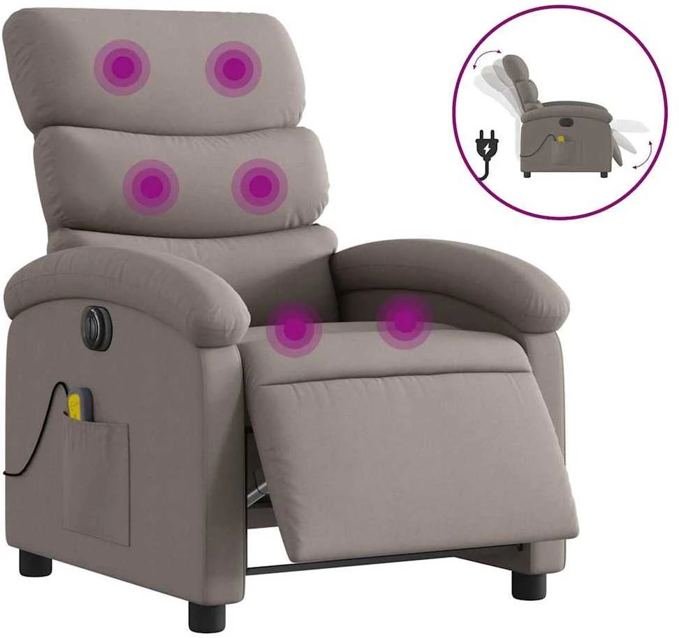 Fotelis Elektrinis atlošiamas masažinis krėslas, taupe, audinys