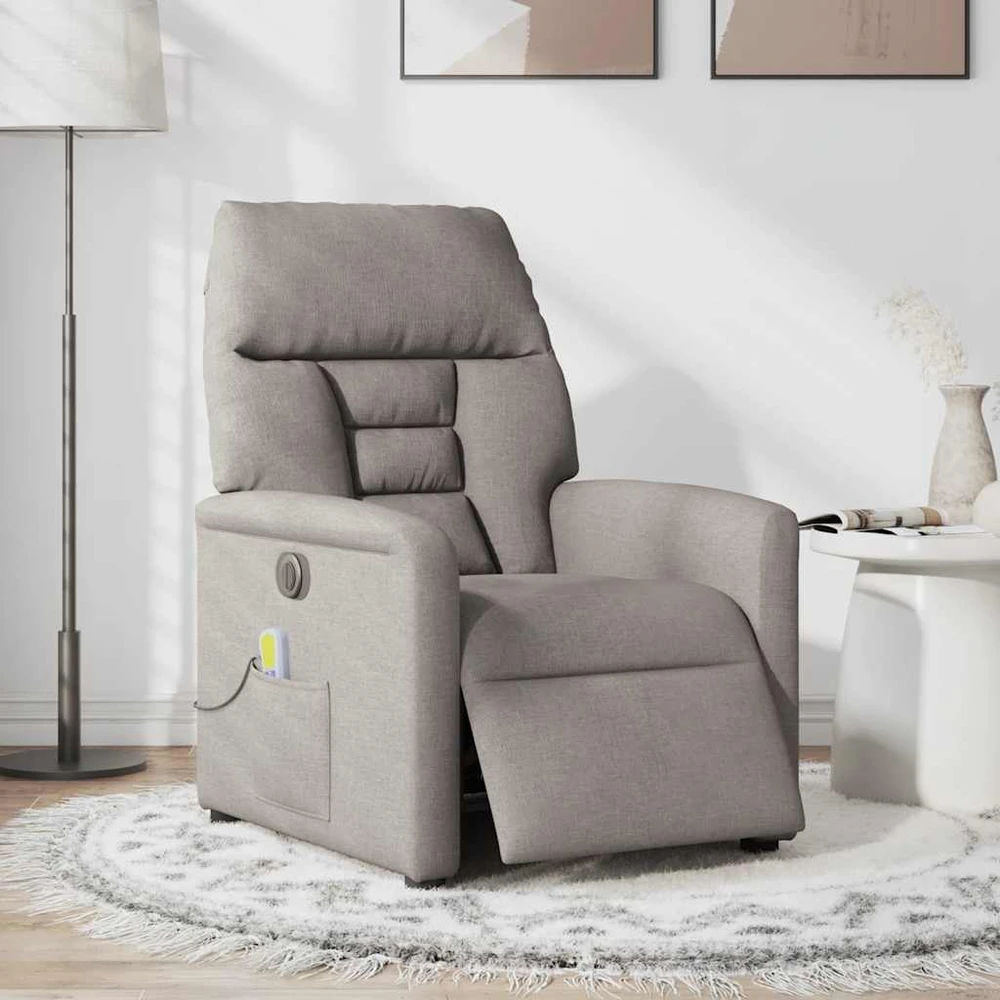 Fotelis Elektrinis atlošiamas masažinis krėslas, taupe, audinys