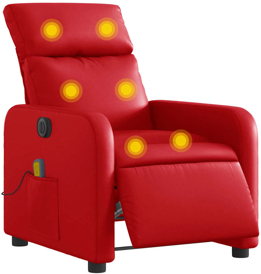 Fotelis Elektrinis atlošiamas masažinis krėslas, raudonas, dirbtinė oda