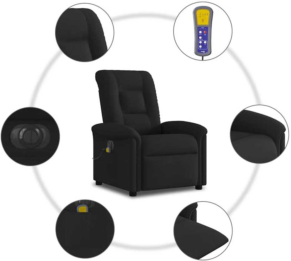 Fotelis Elektrinis atlošiamas masažinis krėslas, juodas, audinys