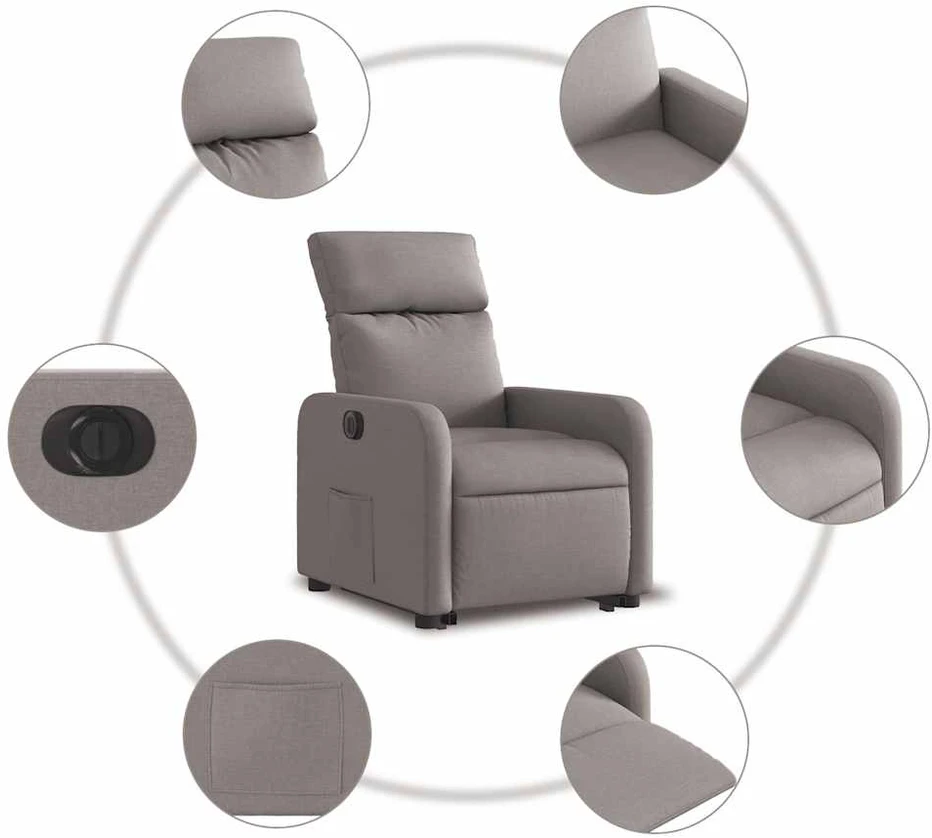 Fotelis Elektrinis atsistojantis atlošiamas krėslas, taupe, audinys