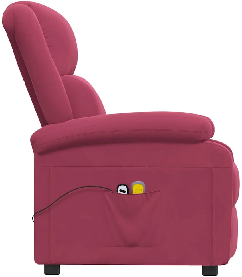 Elektrinis masažinis krėslas, raudonojo vyno spalvos, aksomas