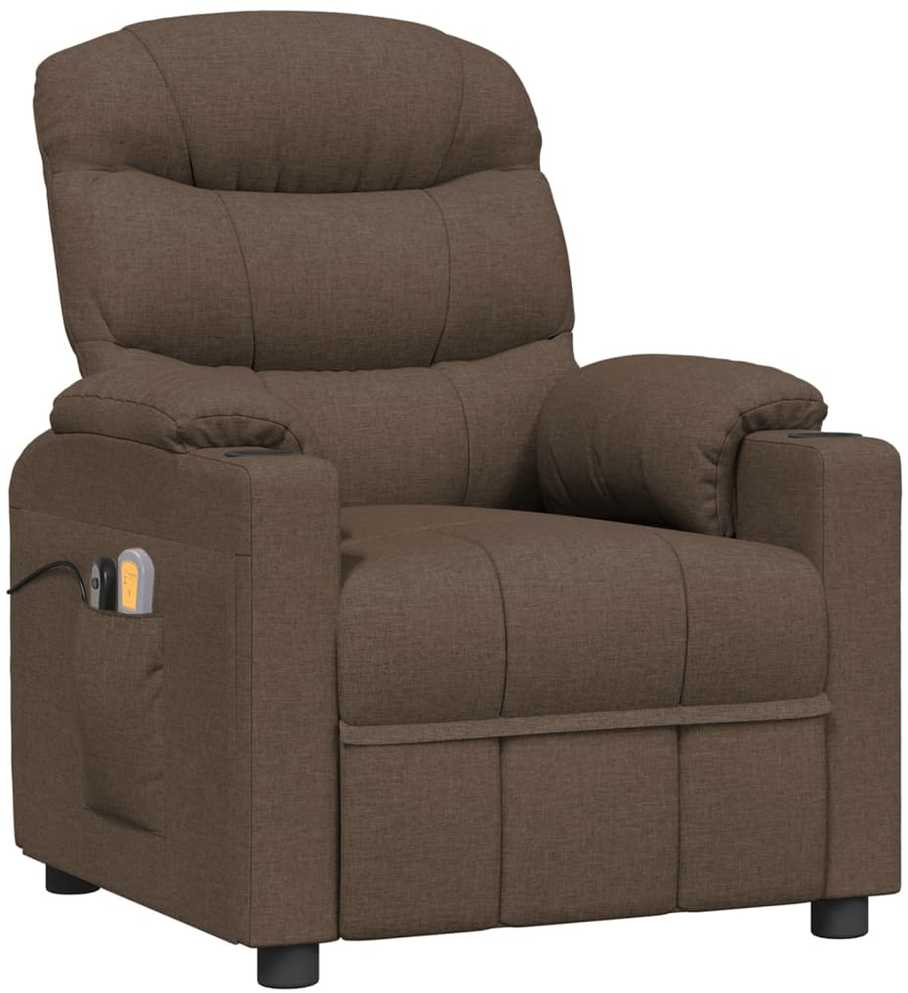 Elektrinis masažinis krėslas, rudos spalvos, audinys