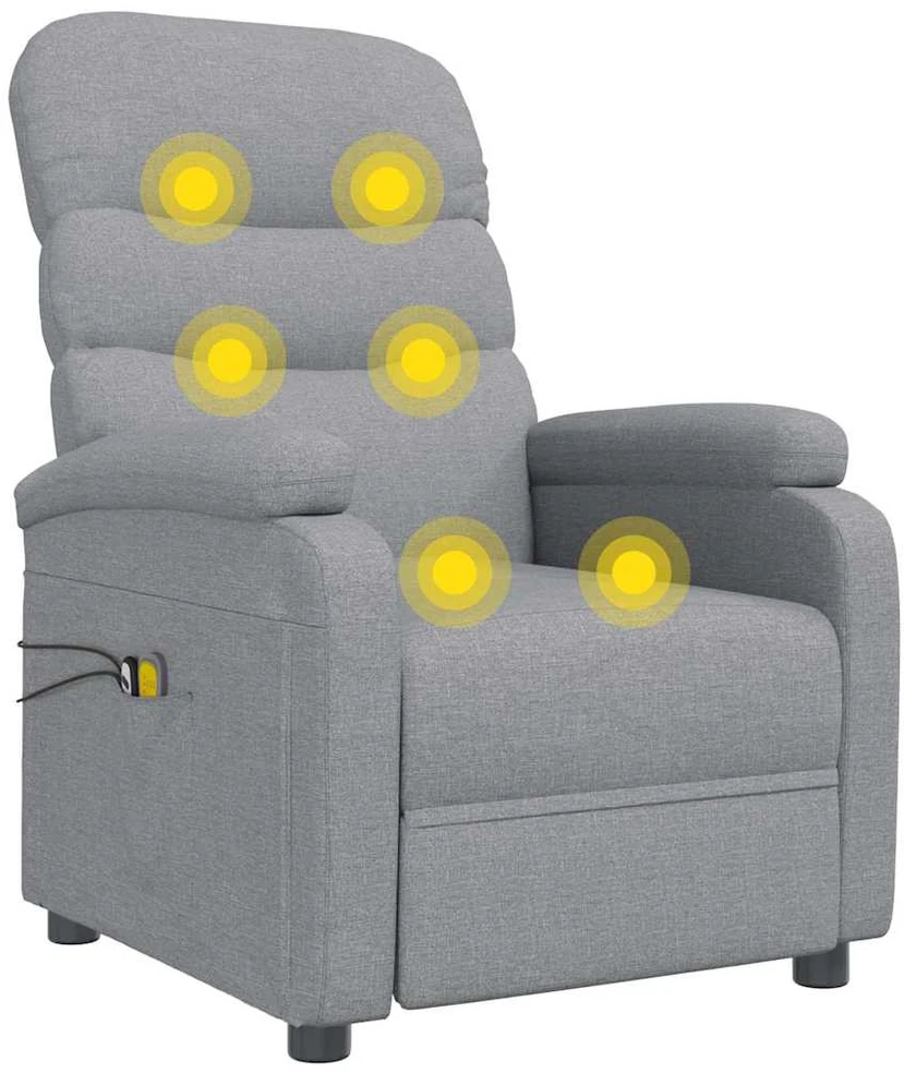 Elektrinis masažinis krėslas, šviesiai pilkos spalvos, audinys