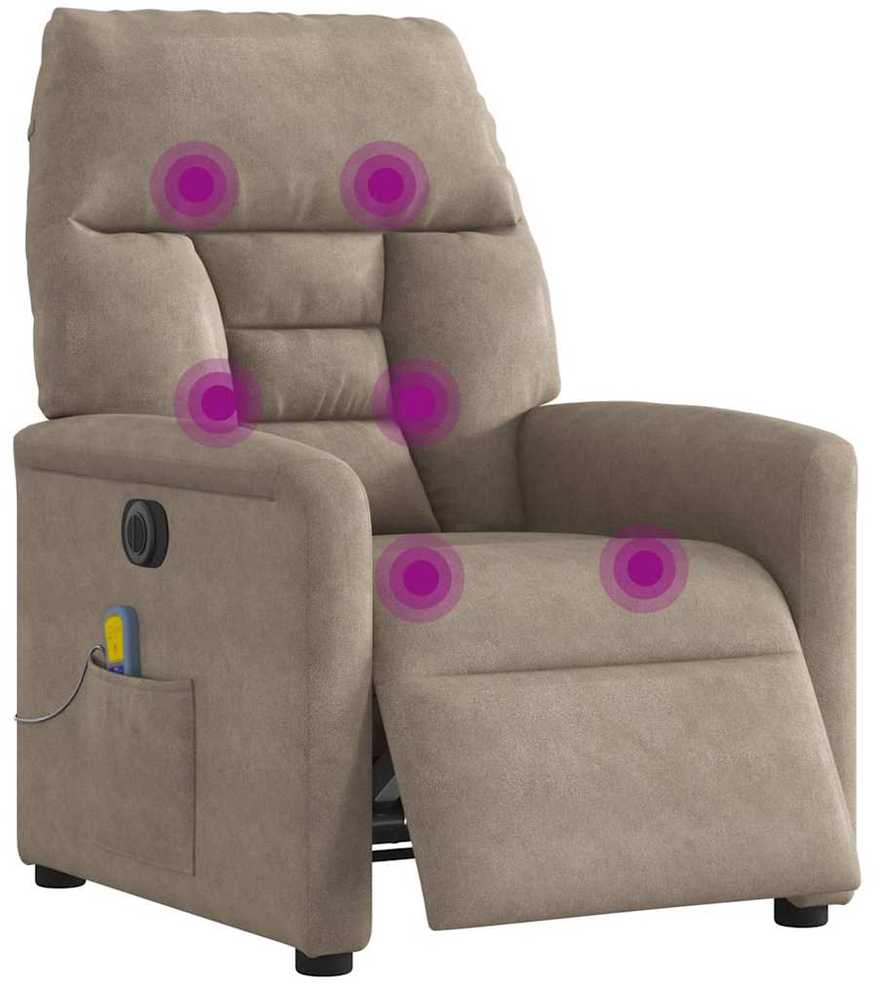 Fotelis Elektrinis masažinis krėslas, taupe, mikropluošto audinys
