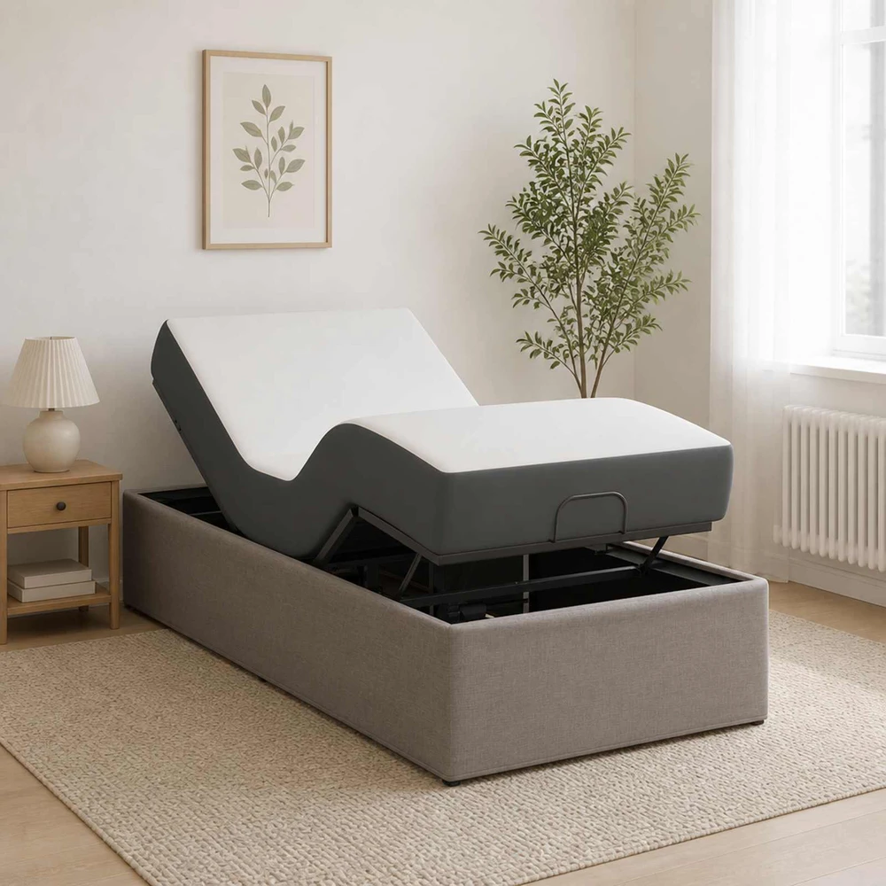 Elektrinis reguliuojamas lovos rėmas Taupe 200 x 100 x 33,5 cm