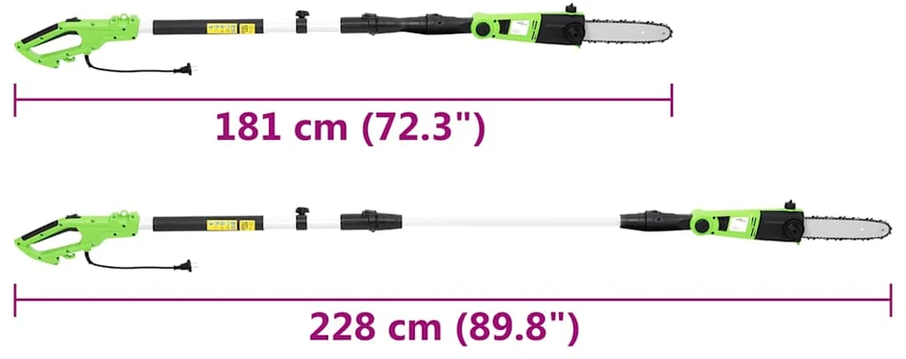 Elektrinis teleskopinis stiebinis grandininis pjūklas, 25cm