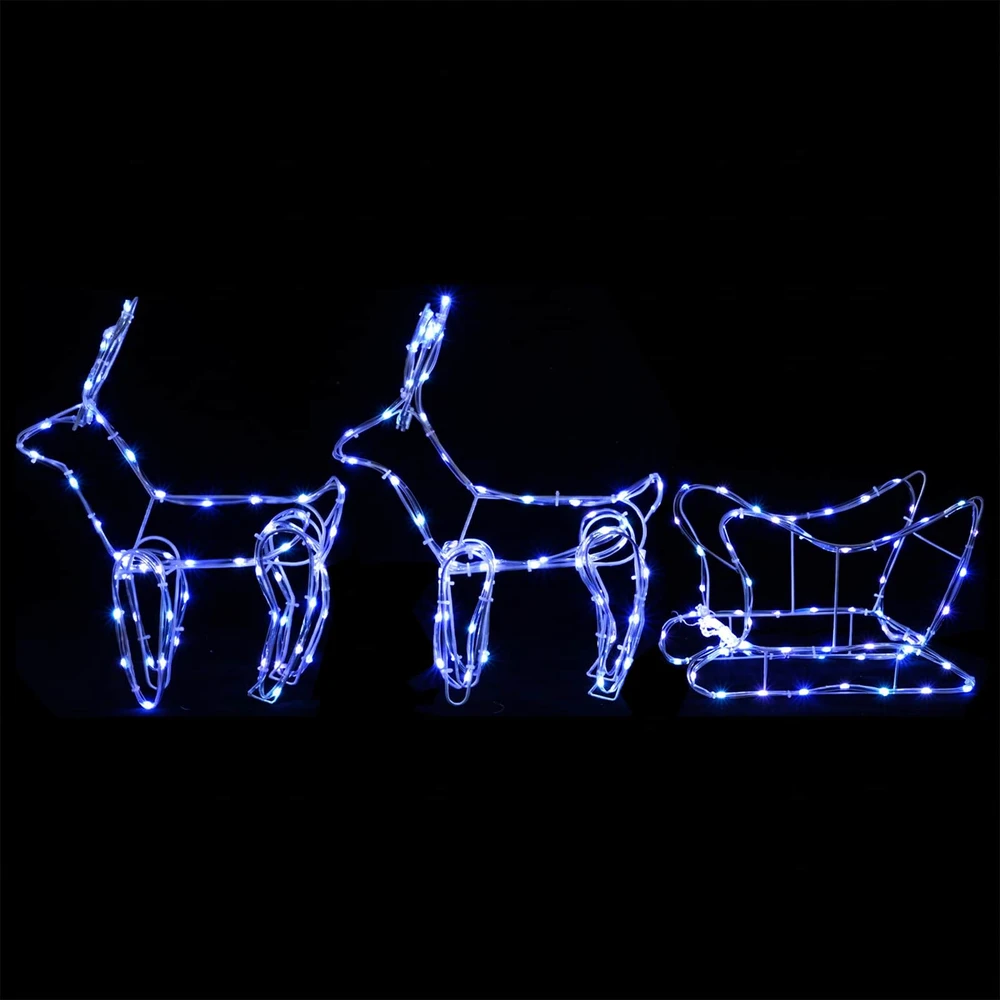Šiaurės elnių ir rogučių kalėdinė dekoracija LOVIISA 240 LED