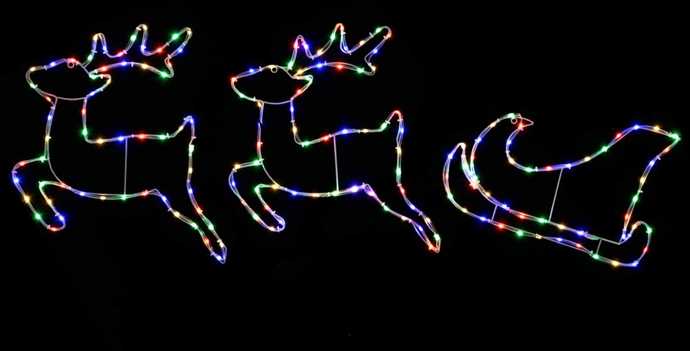 Elnių ir rogių kalėdinė dekoracija LOVIISA 180 LED