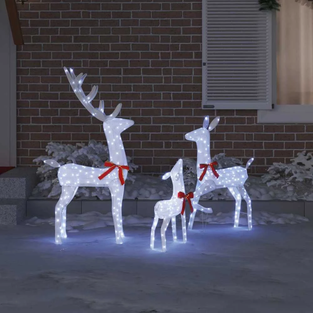 Elnių Šeima 3 vnt. 300 LED Šalta balta 68 x 26 x 127 cm Audinys