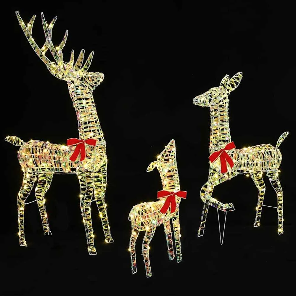 Elnių šeima 3 vnt. 300 LED Šilta balta 67 x 26 x 127 cm PET