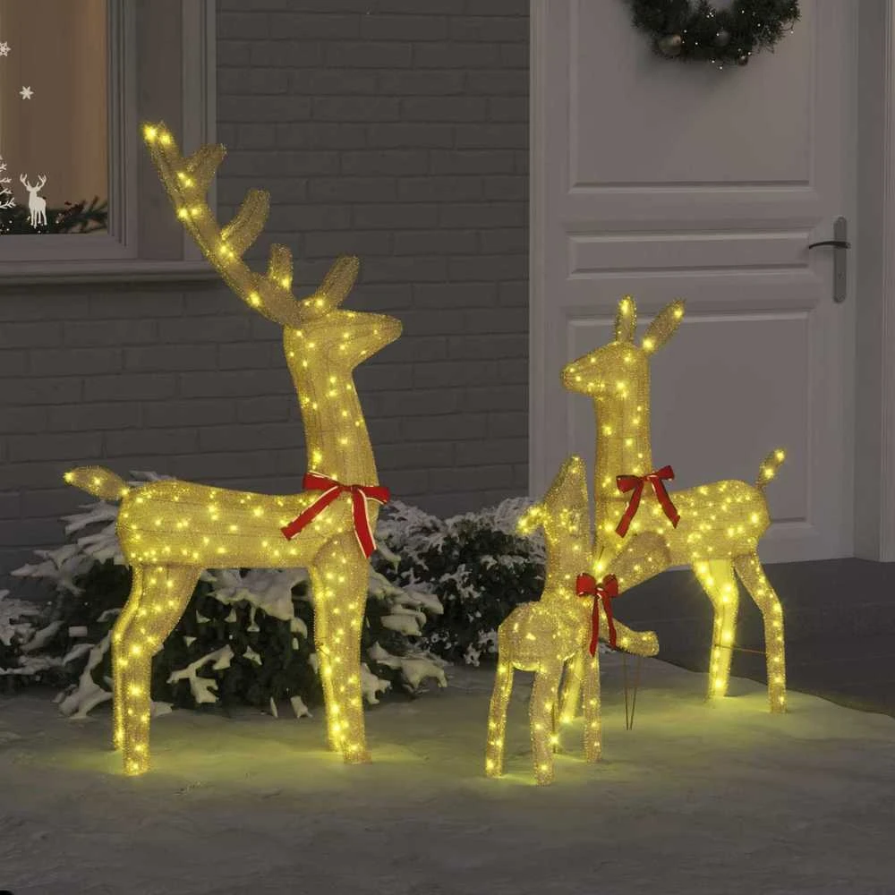 Elnių Šeima 3 vnt. 300 LED Šilta balta 68 x 26 x 127 cm Audinys