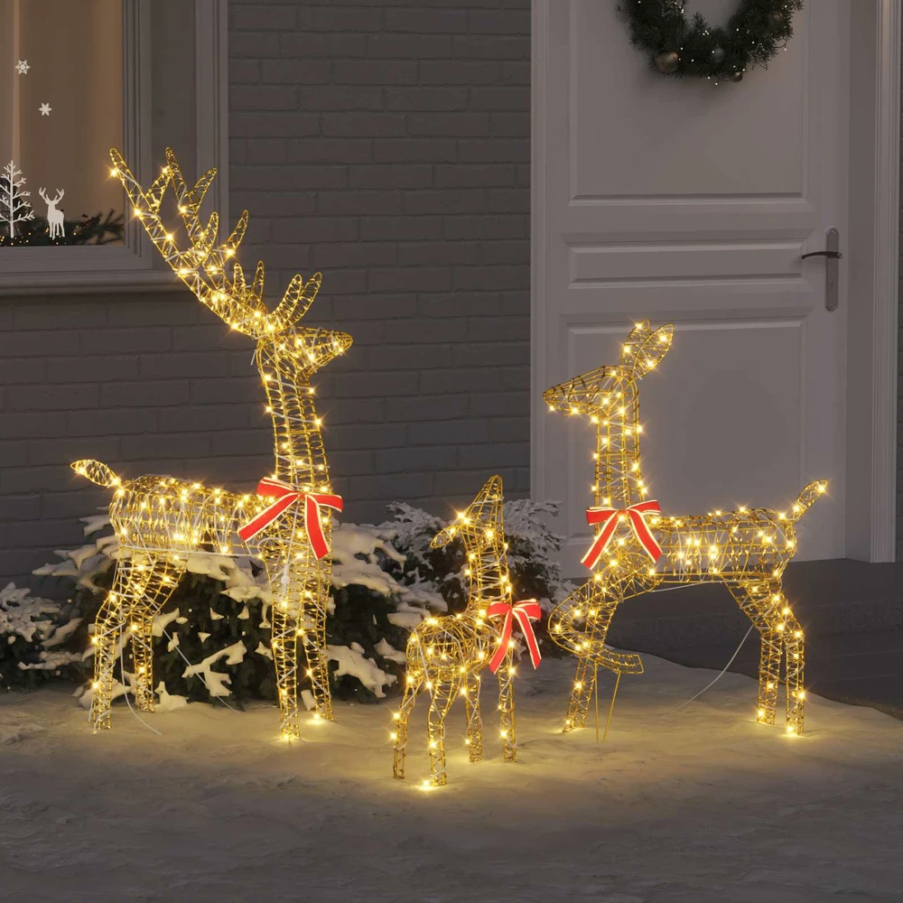 Elnių šeima 3 vnt. 300 LED Šilta balta 67 x 26 x 127 cm PET