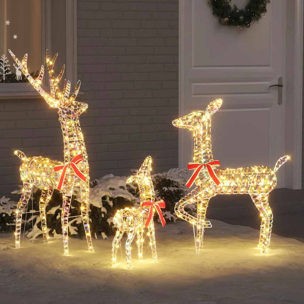 Elnių šeima 3 vnt. 300 LED Šilta balta 67 x 26 x 127 cm PET