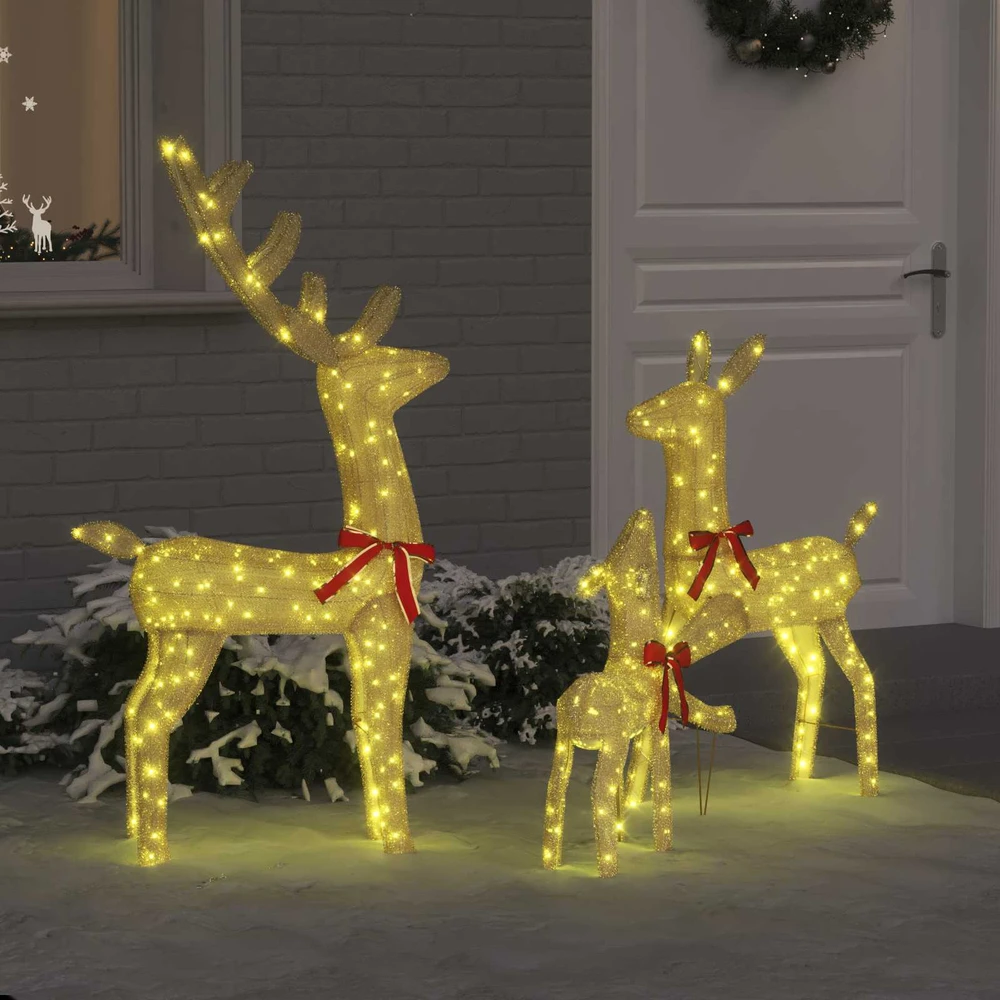 Elnių Šeima 3 vnt. 300 LED Šilta balta 68 x 26 x 127 cm Audinys