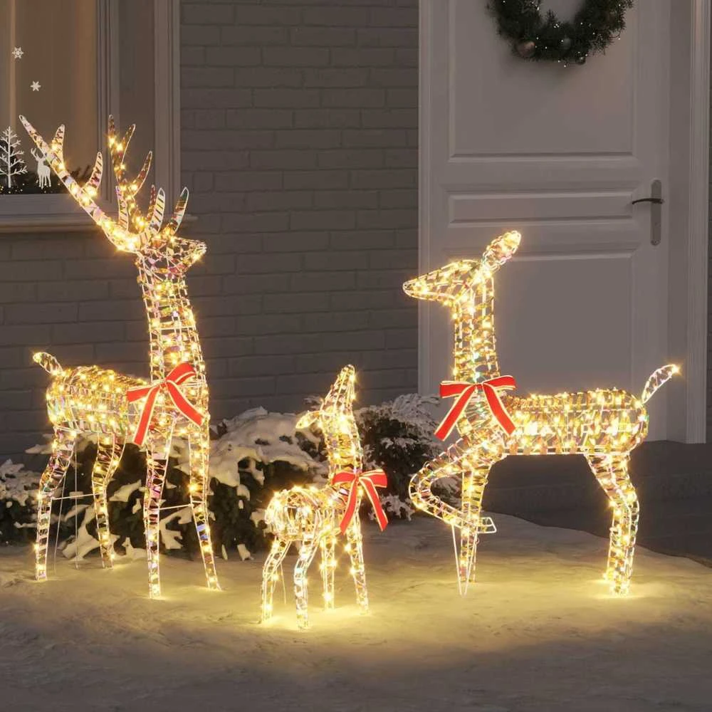 Elnių šeima 3 vnt. 300 LED Šilta balta 67 x 26 x 127 cm PET