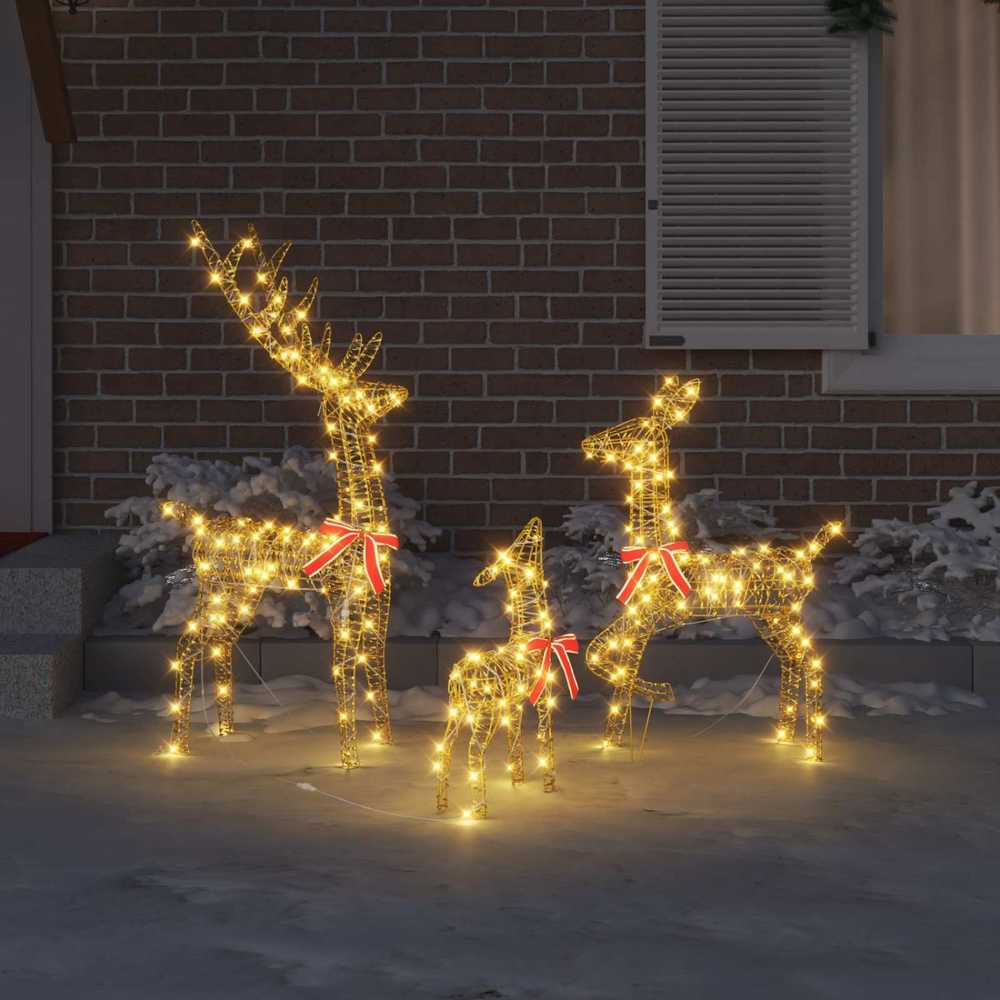 Elnių šeima 3 vnt. 300 LED Šilta balta 67 x 26 x 127 cm PET