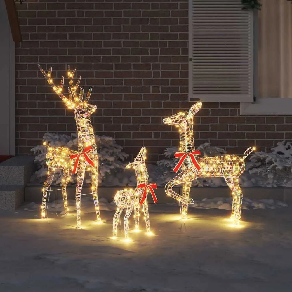 Elnių šeima 3 vnt. 300 LED Šilta balta 67 x 26 x 127 cm PET