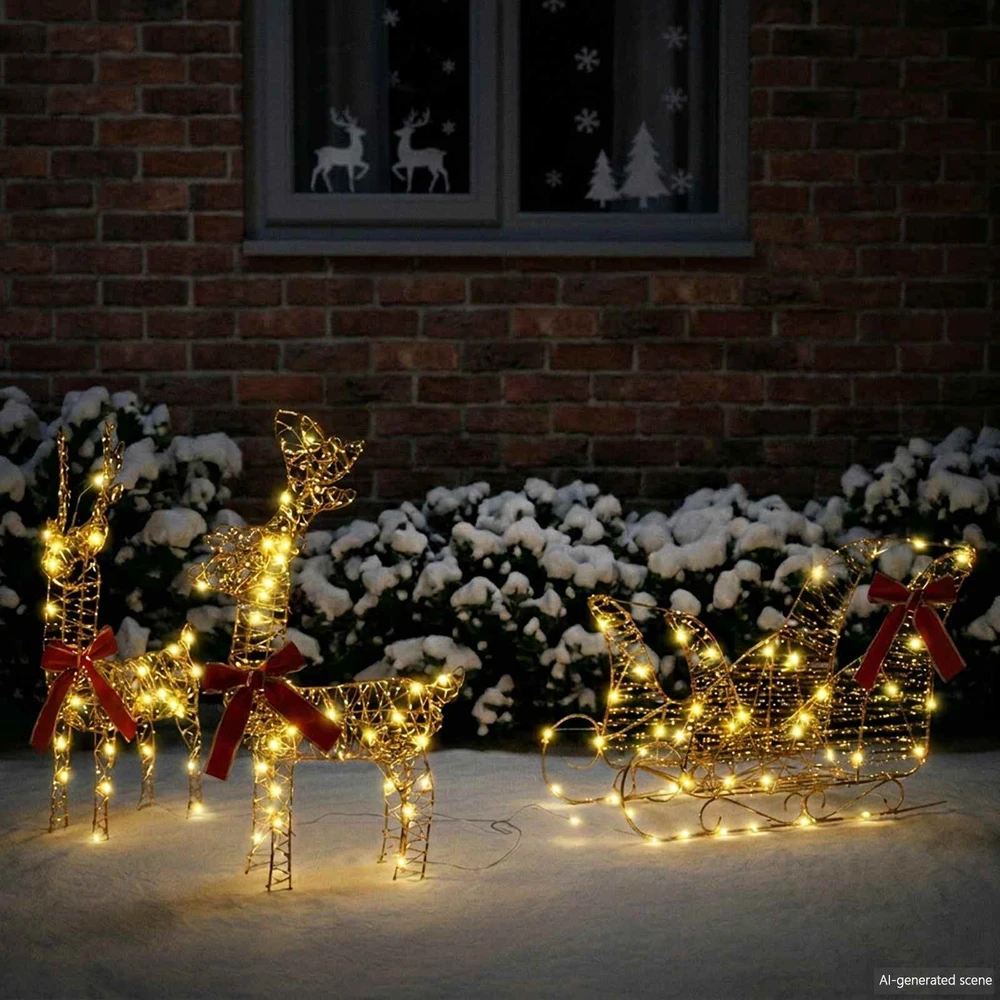 Elnių tempimo roges 160 LED Šilta balta 30 x 12 x 55 cm PET