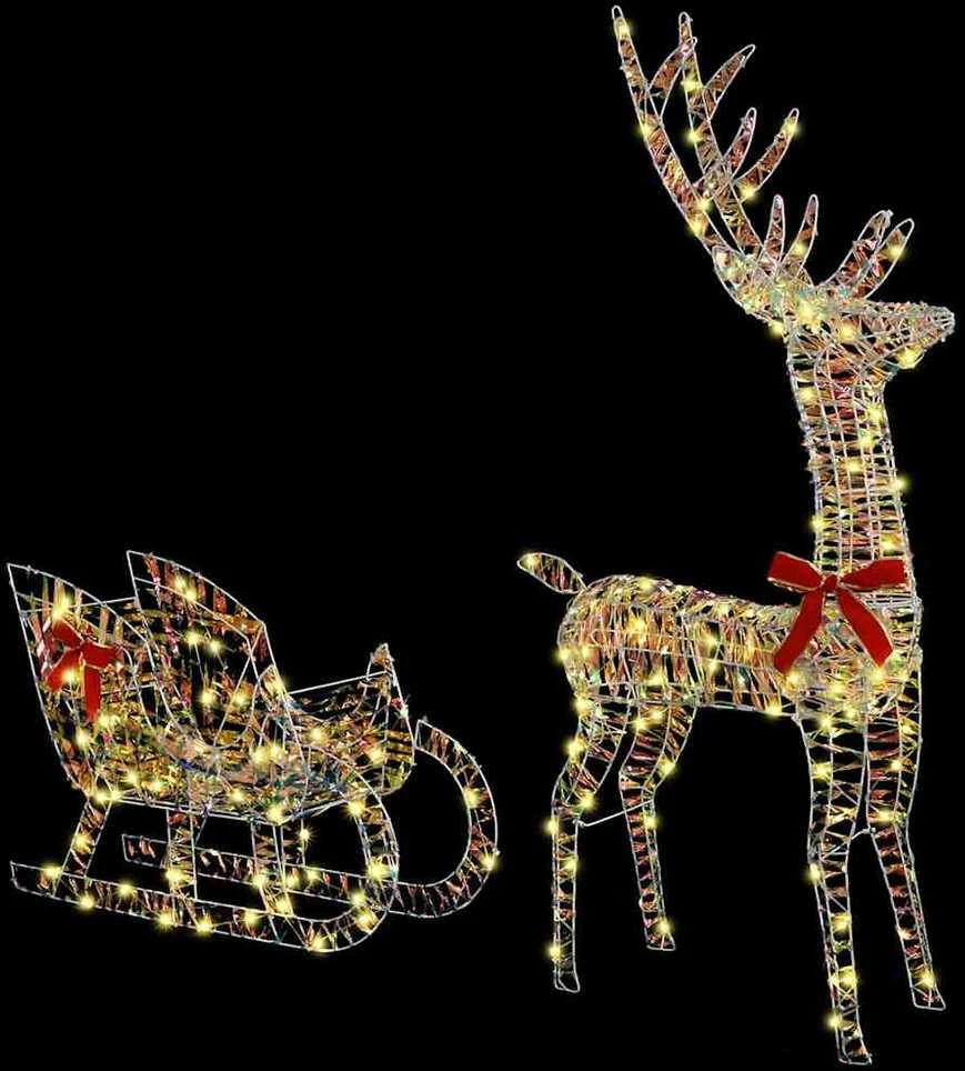 Elnių tempimo roges 200 LED Šilta balta 70 x 26 x 129 cm PET