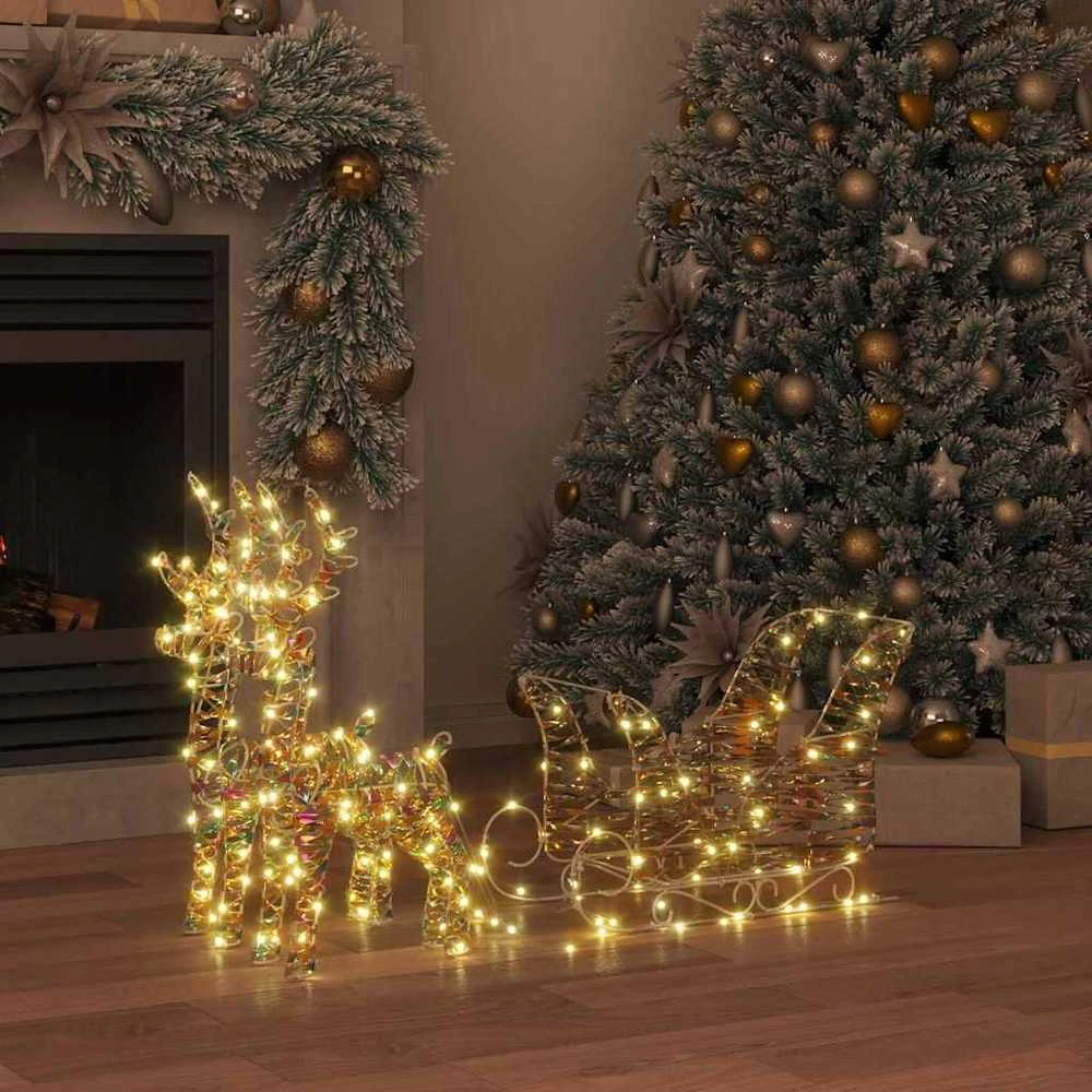 Elnių tempimo roges 160 LED Šilta balta 30 x 12 x 54,5 cm PET