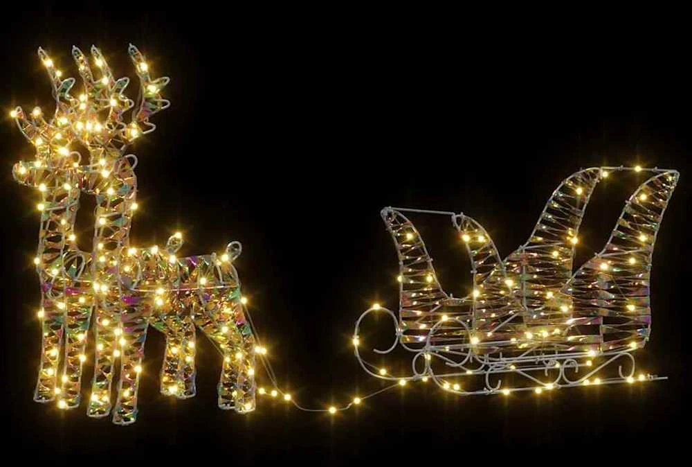 Elnių tempimo roges 160 LED Šilta balta 30 x 12 x 54,5 cm PET