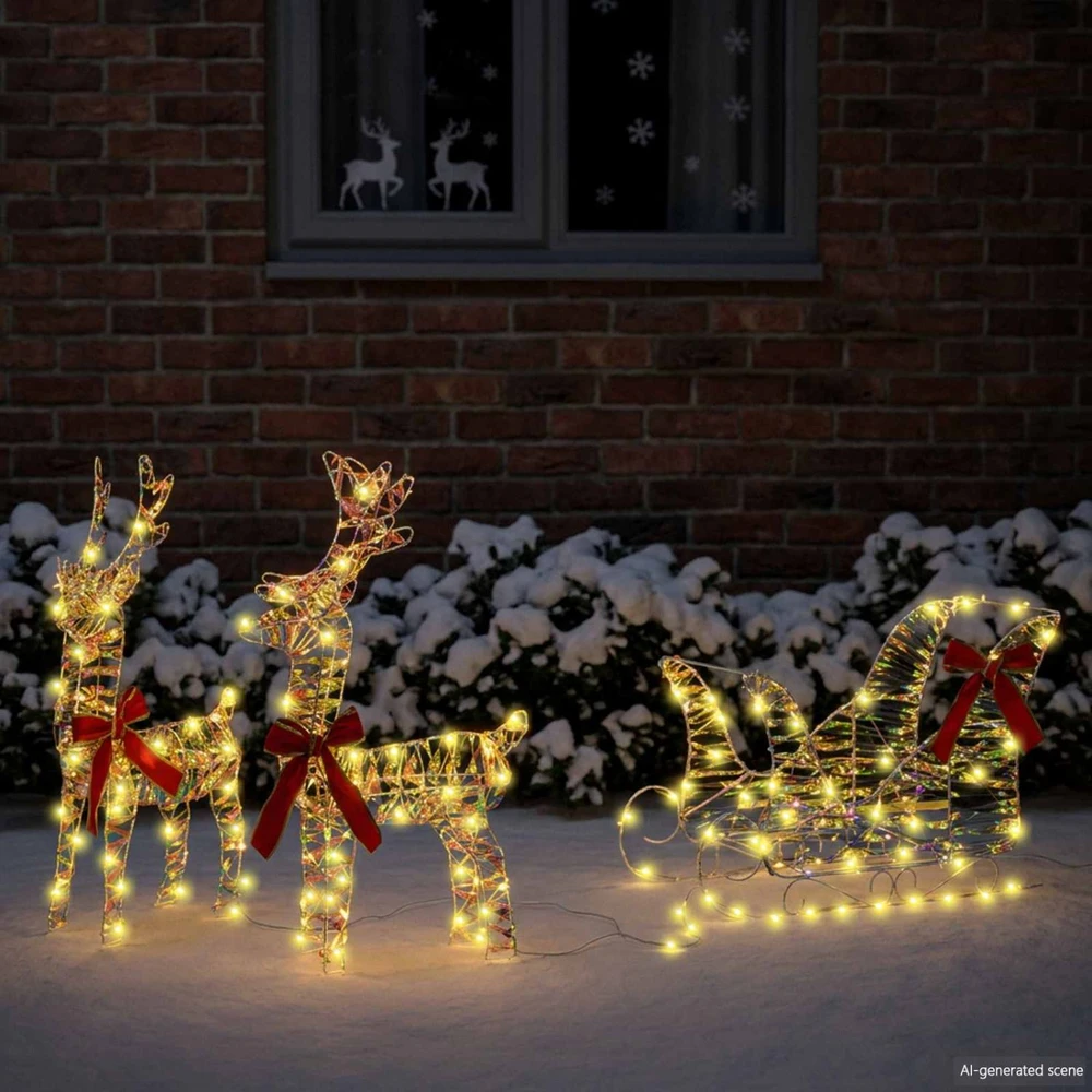 Elnių tempimo roges 160 LED Šilta balta 30 x 12 x 54,5 cm PET