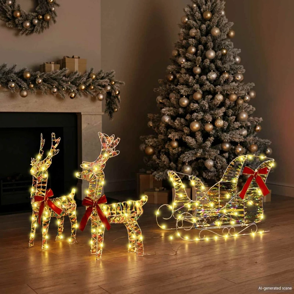 Elnių tempimo roges 160 LED Šilta balta 30 x 12 x 54,5 cm PET