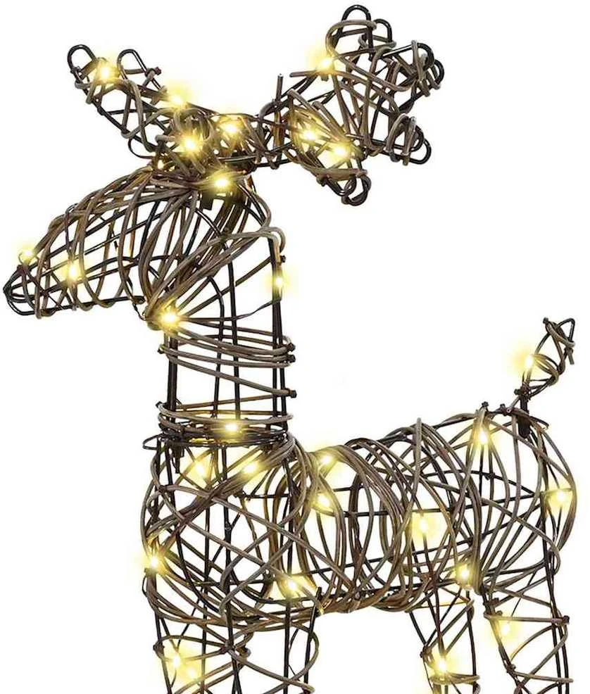 Elnių tempimo roges 160 LED Šilta balta 53 x 28 x 33 cm Ratanas