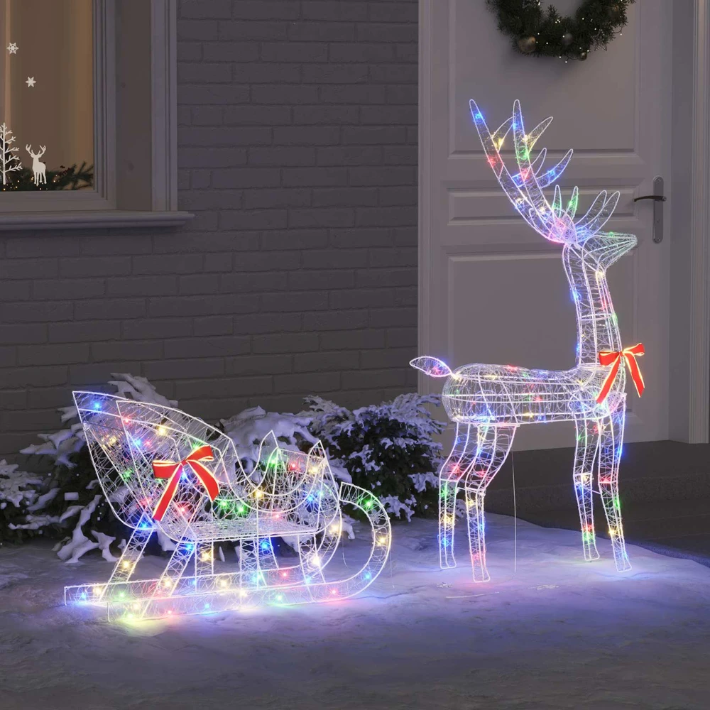 Elnių tempimo roges spalvingas 70 x 24 x 128 cm Akrilas 200 LED