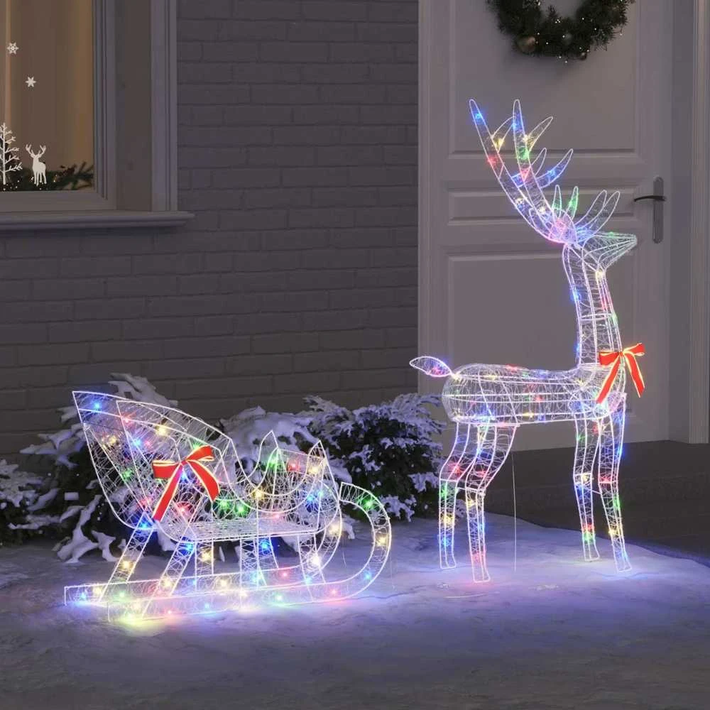 Elnių tempimo roges 200 LED spalvingas 70 x 26 x 129 cm Akrilas