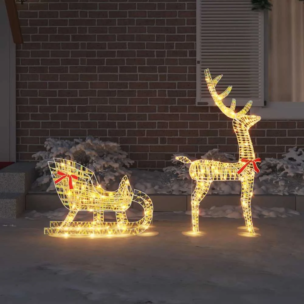 Elnių tempimo roges 200 LED Šilta balta 70 x 26 x 129 cm PET