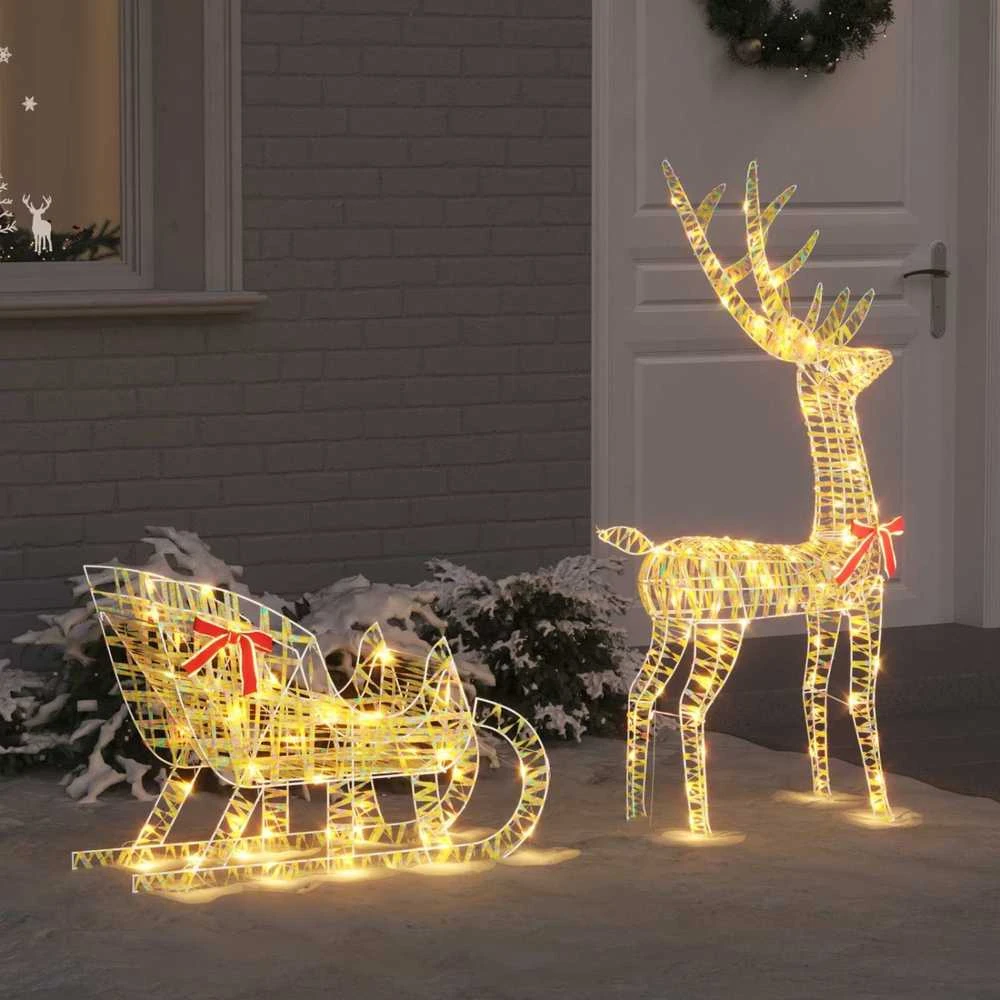 Elnių tempimo roges 200 LED Šilta balta 70 x 26 x 129 cm PET