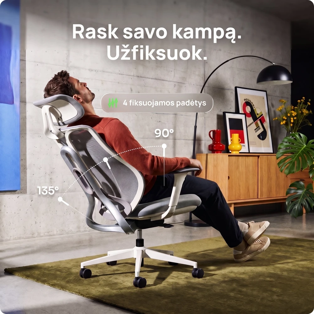 Ergonix OmniSit Pro Pilka Ergonominė Biuro kėdė 150 kg. | 5 metų garantija