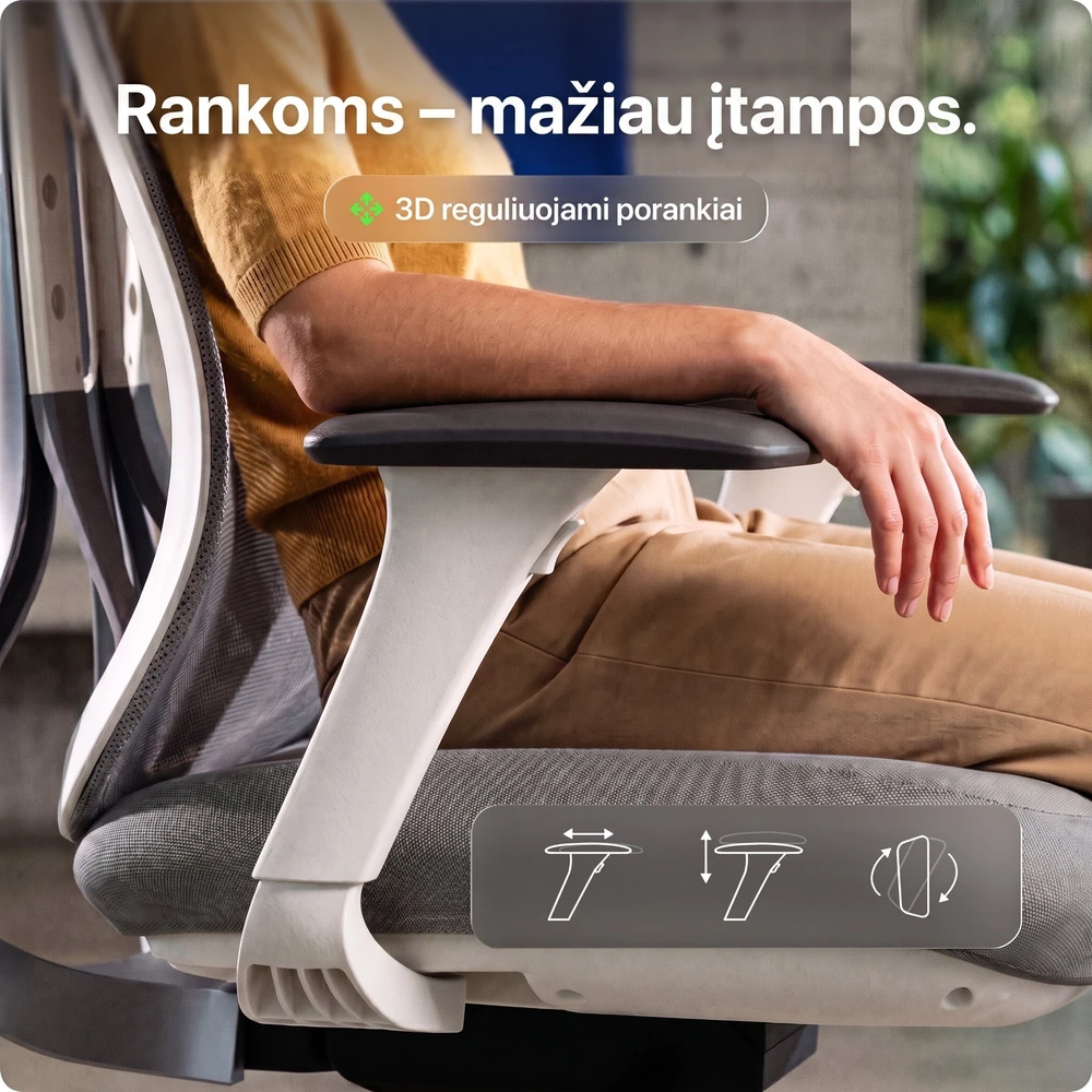 Ergonix OmniSit Pro Pilka Ergonominė Biuro kėdė 150 kg. | 5 metų garantija