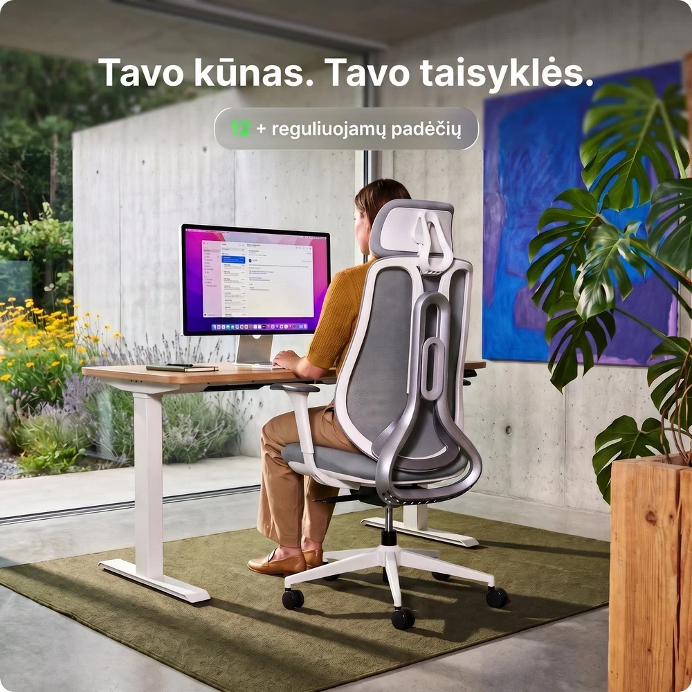 Ergonix OmniSit Pro Pilka Ergonominė Biuro kėdė 150 kg. | 5 metų garantija
