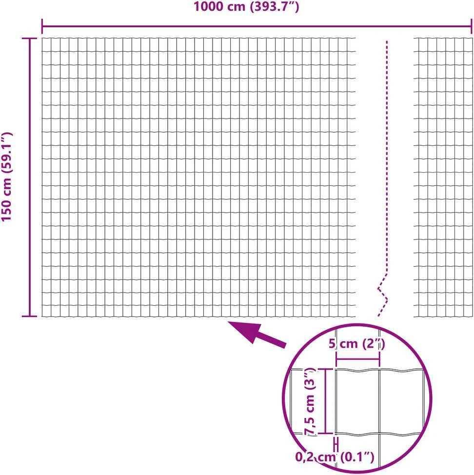 Euro tvoros su stulpu 10 x 1,5 m Galvanizuotas plienas
