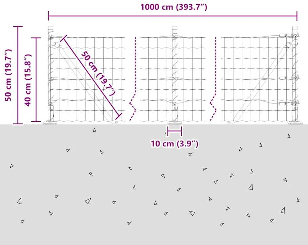Eurų tvora su betono baze 10 x 0,4 m PVC dengtas plienas Žalia