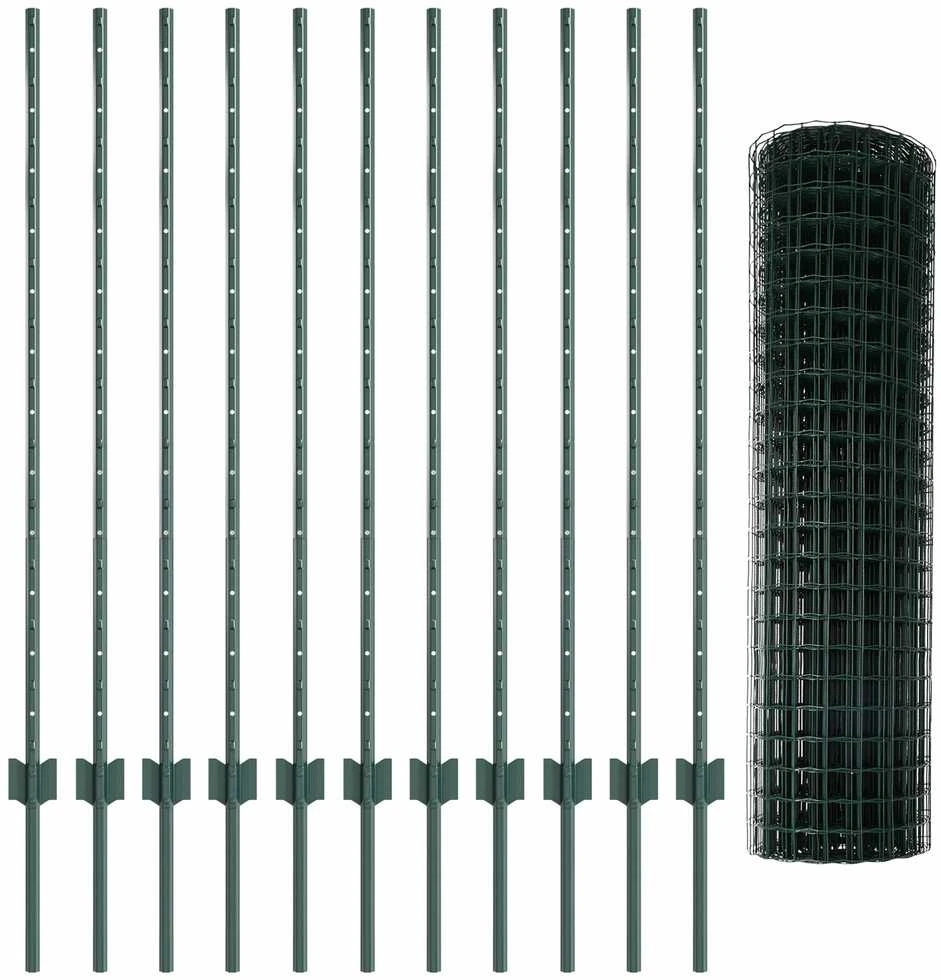 Euro tvoros su stulpu 25 x 1,2 m PVC dengtas plienas Žalia