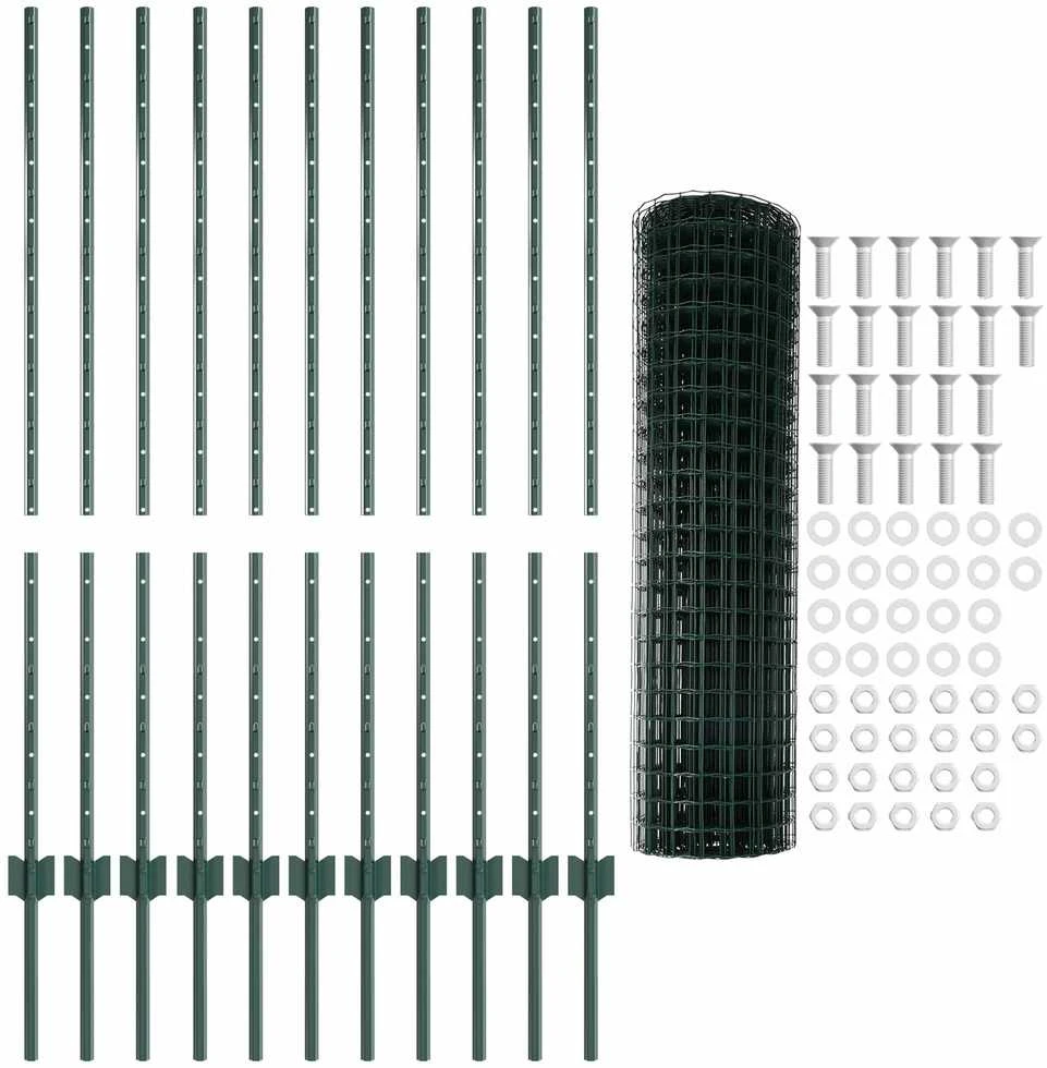Euro tvoros su stulpu 25 x 1,2 m PVC dengtas plienas Žalia