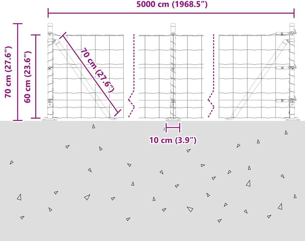 Eurų tvora su betono baze 50 x 0,6 m PVC dengtas plienas Žalia