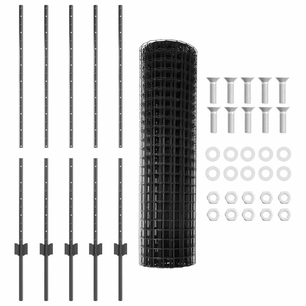 Euro tvoros su stulpu 10 x 1,2 m PVC dengtas plienas Pilka