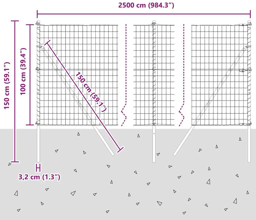 Euro tvoros žemės tvirtinimas 25 x 1 m PVC dengtas plienas