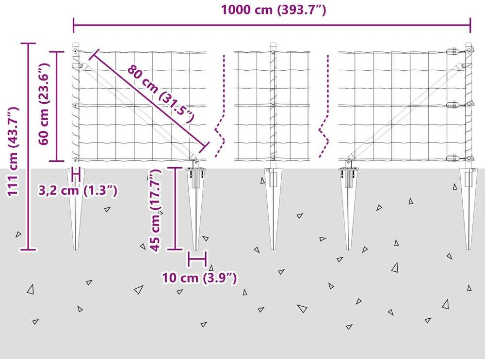 Euro tvora su smeigėmis 10 x 0,6 m PVC dengtas plienas Žalia