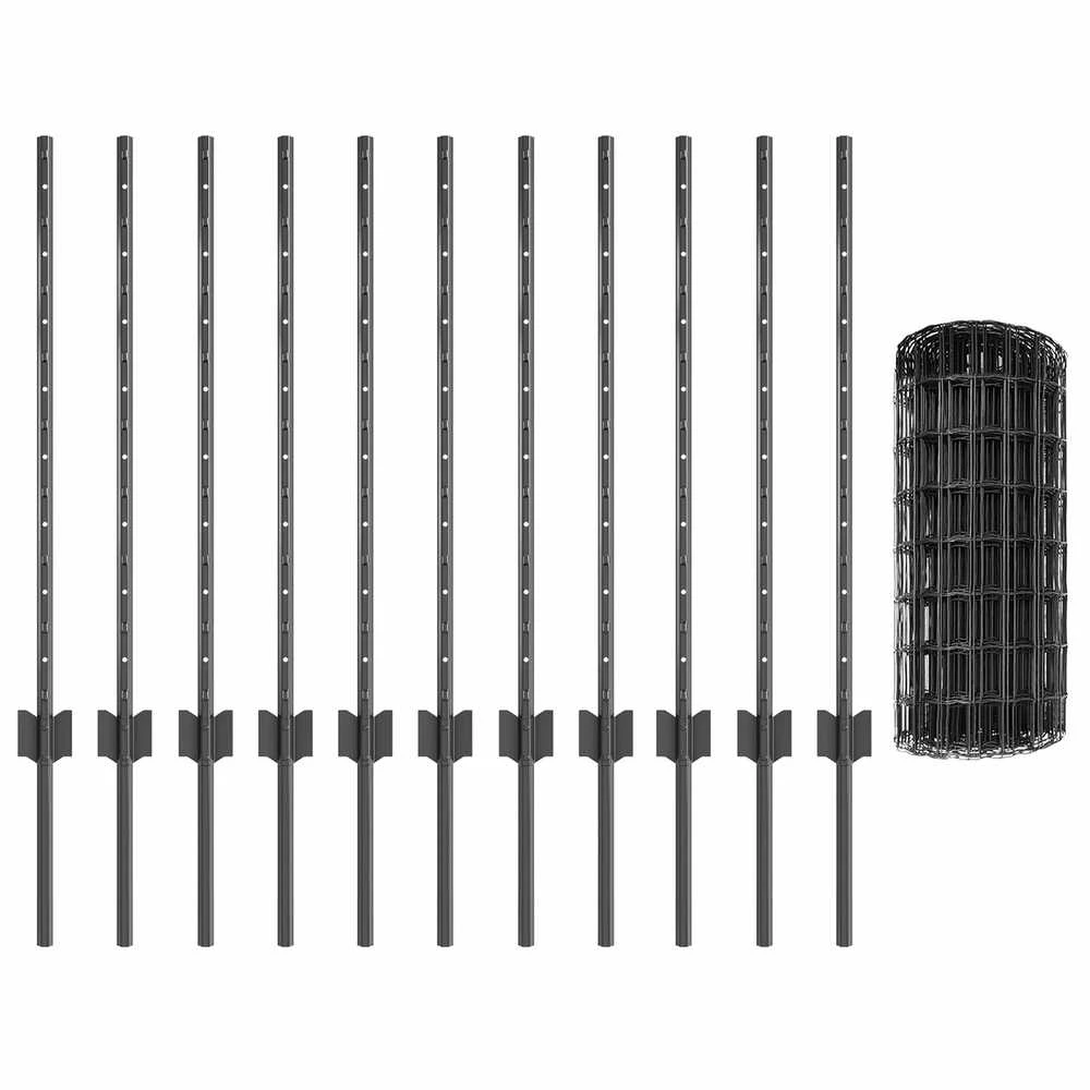 Euro tvoros su stulpu 25 x 0,8 m PVC dengtas plienas Pilka