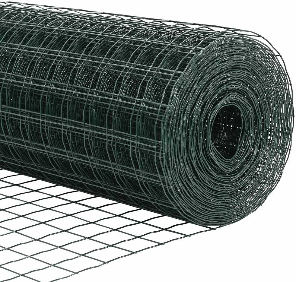 Euro tvoros su stulpu 25 x 0,6 m PVC dengtas plienas Žalia