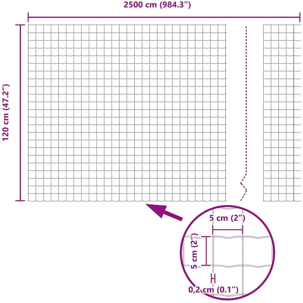 Euro tvora 1,2 x 25 m PVC padengta geležis Pilka