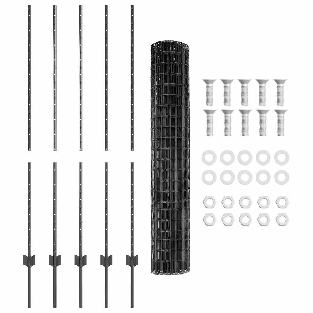 Euro tvoros su stulpu 10 x 1,4 m PVC dengtas plienas Pilka