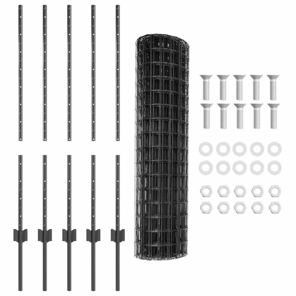 Euro tvoros su stulpu 10 x 1 m PVC dengtas plienas Pilka